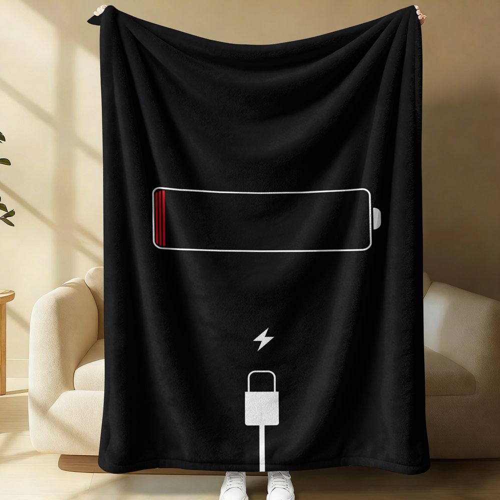 The Office Tech - Minimalistyczny koc flanelowy z nadrukiem ikony